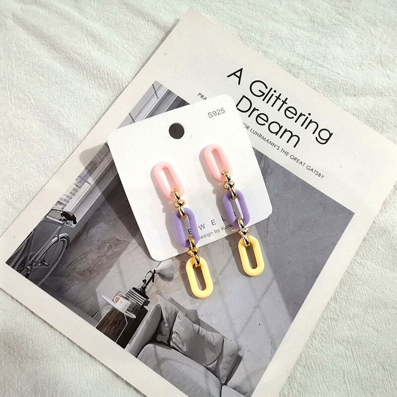 Candy Color Acrylic Earrings - Orchid Unique