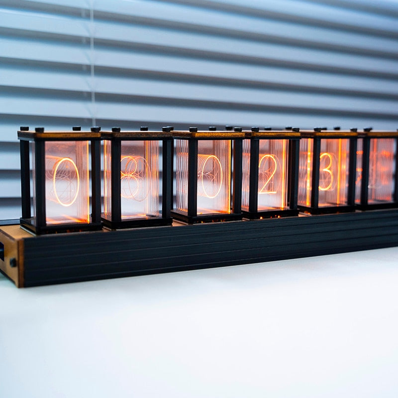 Luxury Nixie Glow Tube Clock Wood - Orchid Unique