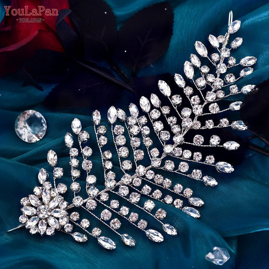 YouLaPan HP438 Shiny Bridal Headdress Luxury Wedding Headband Women Hair Accessories Queen Headpiece Party Banquet Headwear - Orchid Unique