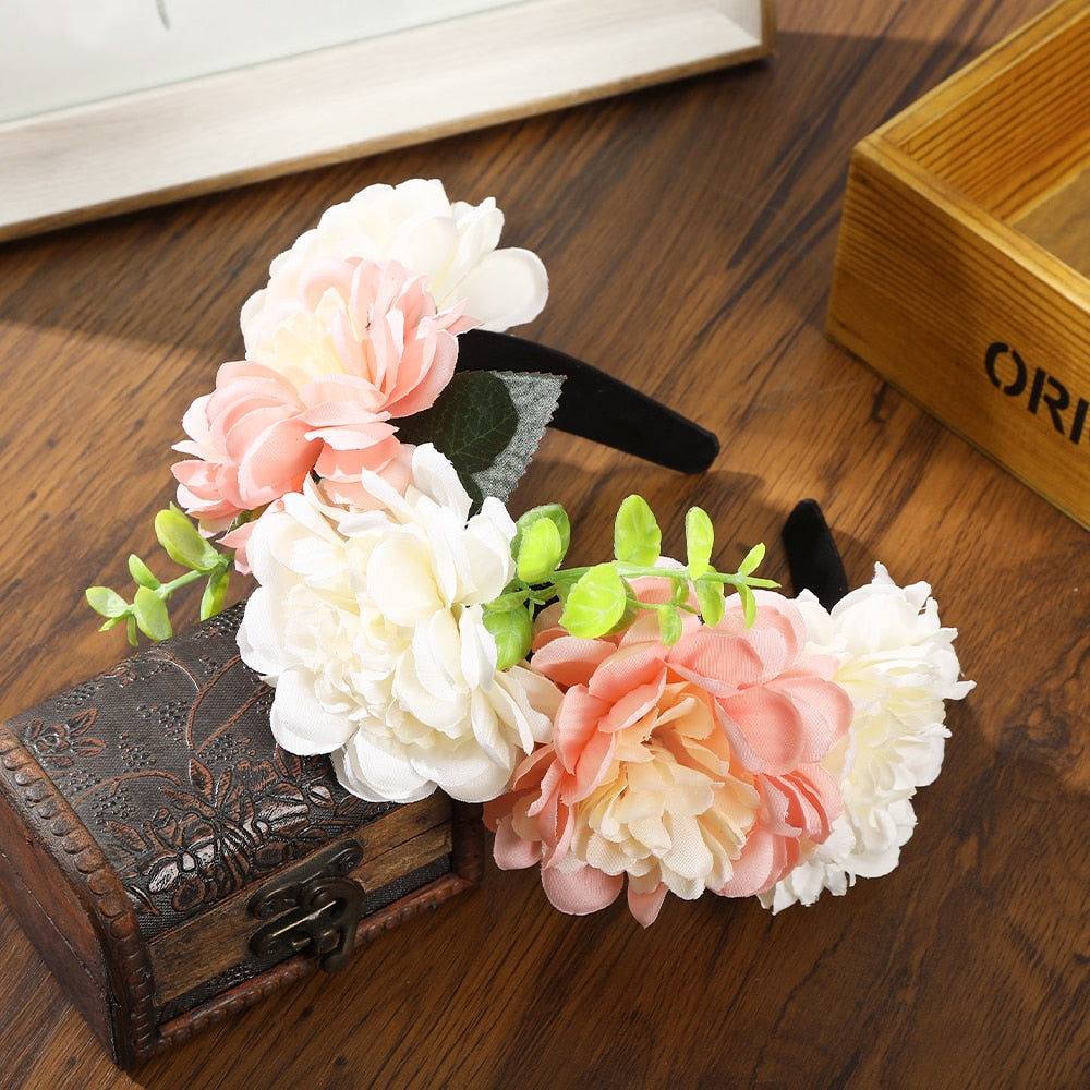 Haimeikang Colorful Flower Headband Fabric Princess Headdresses Girls Bride Headband Women Beach Wedding Hair Accessories - Orchid Unique