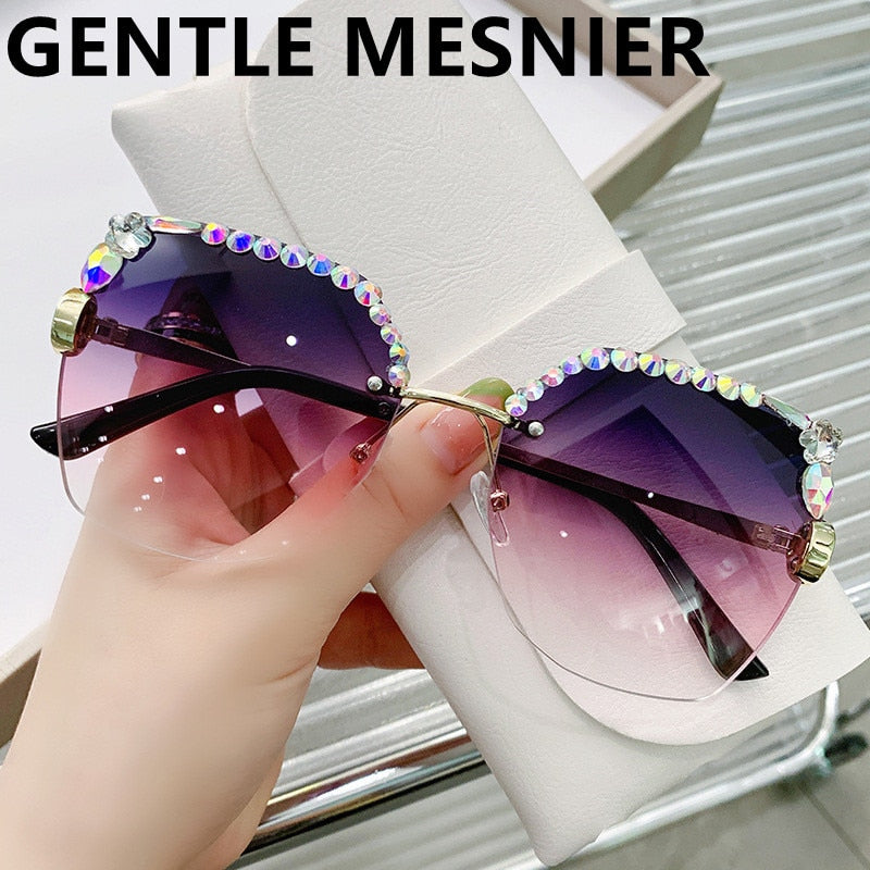 Retro Cutting Lens Gradient Sunglasses - Orchid Unique