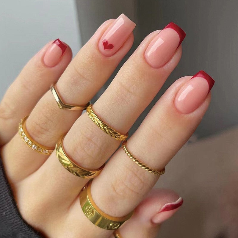 Wave Line Short Ballet French False Nails - Orchid Unique