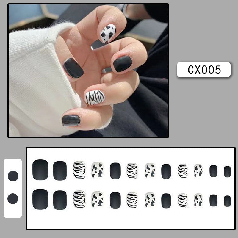 Short Reusable Fake Nails Press on - Orchid Unique