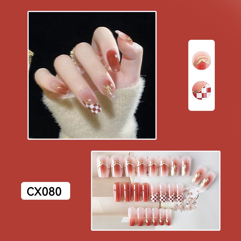 Short Reusable Fake Nails Press on - Orchid Unique