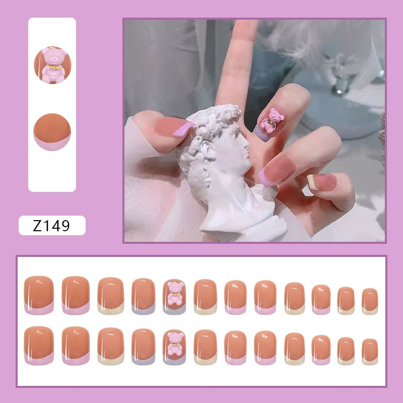 Sweet Short Round/Square Head False Nail Art - Orchid Unique