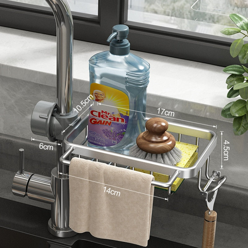 Aluminum Sink Drain Rack & Sponge Storage - Orchid Unique