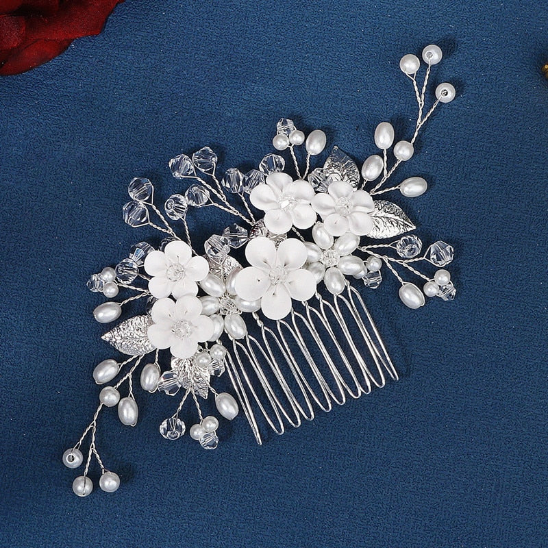 Wedding Hair Comb Pearl Hair Pins and Clips for Women Bride Rhinestone Headdress Bridal Hair Jewelry Accessories Fashion 2023 - Orchid Unique