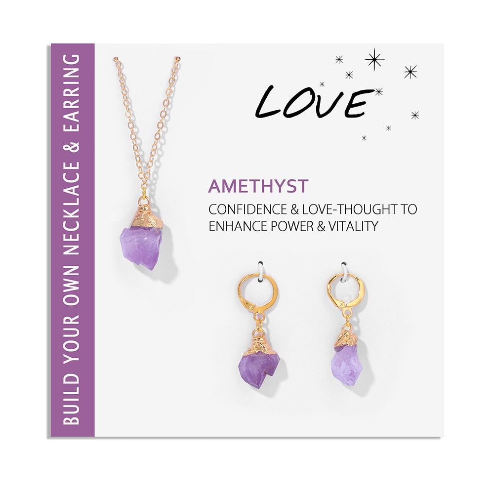 Irregular Mineral Stone Charm Necklace - Orchid Unique
