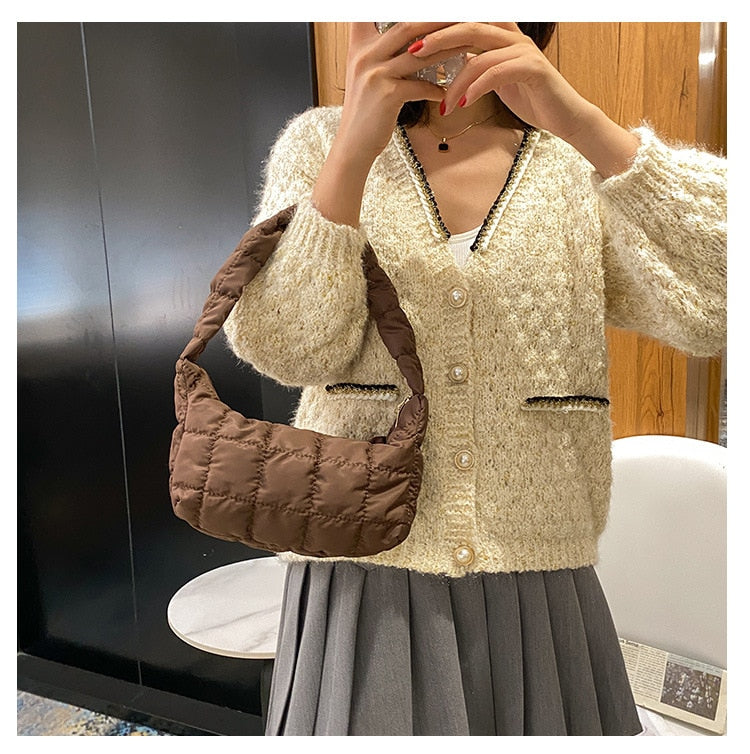 Lattice Pattern Shoulder Bag - Orchid Unique