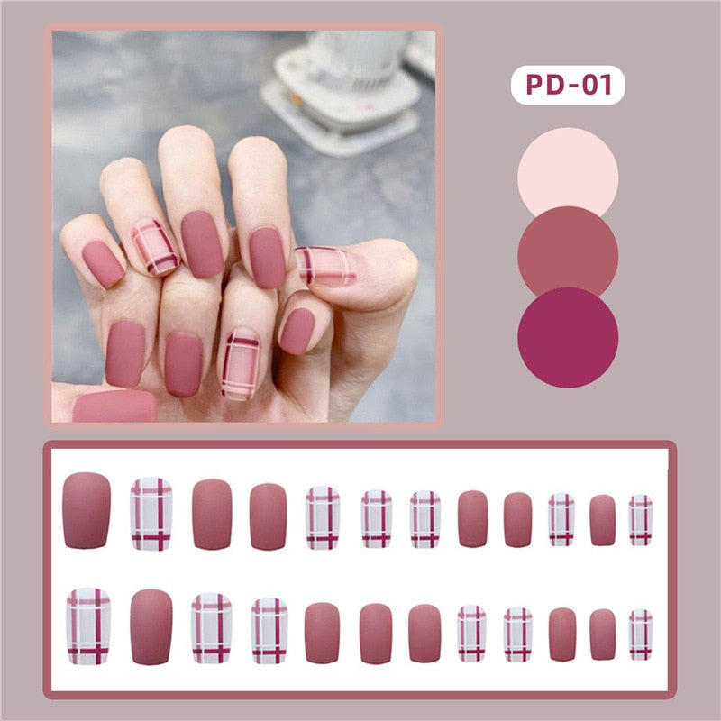 Short Wear Tips Nail False Patch - Orchid Unique