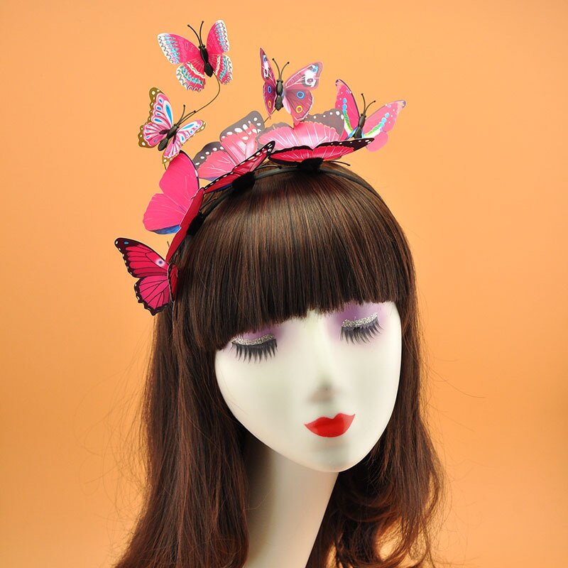 Haimeikang Handmade Blue Butterfly Headband Big Ladies Costume Hair Accessories Show Ladies Tea Show Hairband Headpieces - Orchid Unique