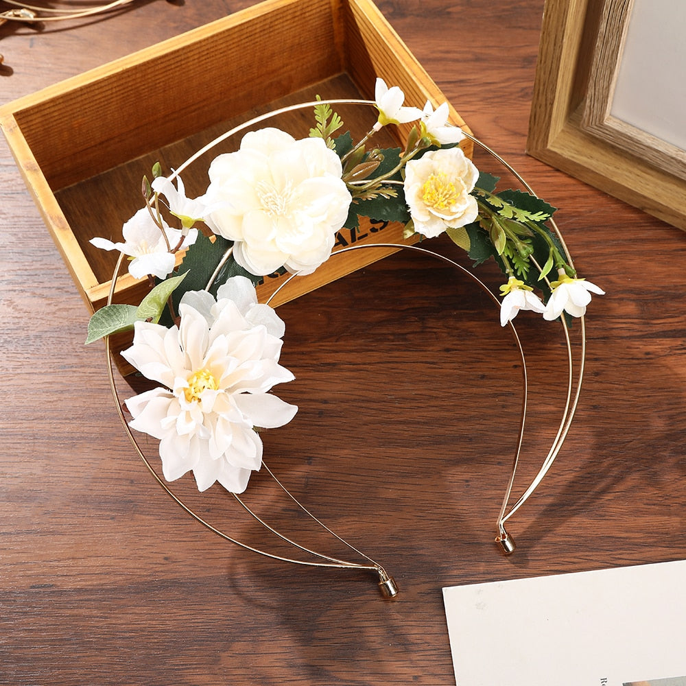 Haimeikang Colorful Flower Headband Fabric Princess Headdresses Girls Bride Headband Women Beach Wedding Hair Accessories - Orchid Unique