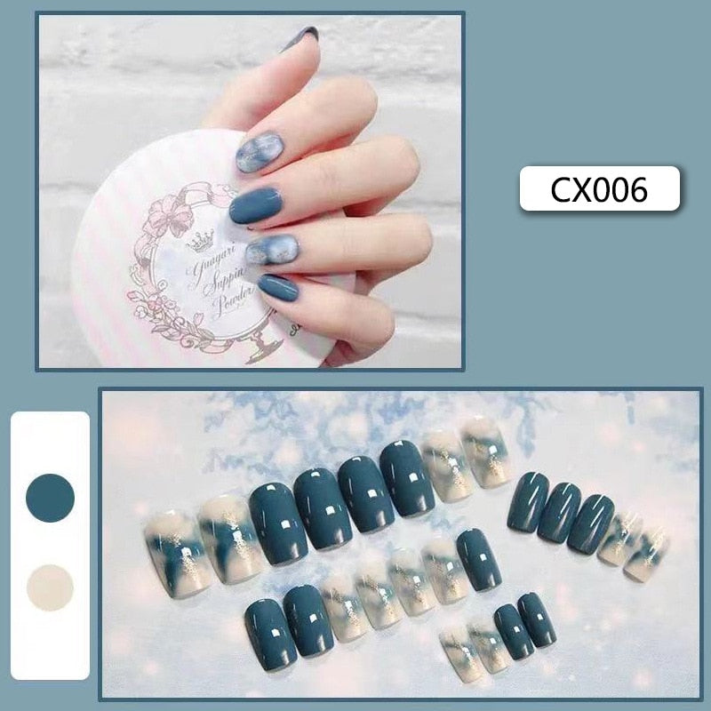 Short Reusable Fake Nails Press on - Orchid Unique