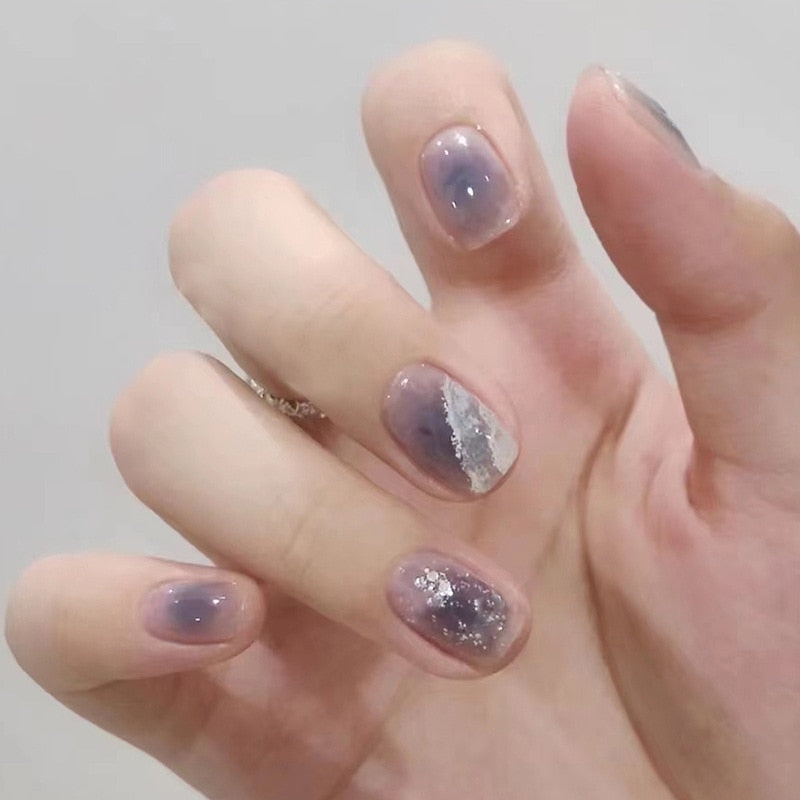 Sweet Short Round/Square Head False Nail Art - Orchid Unique