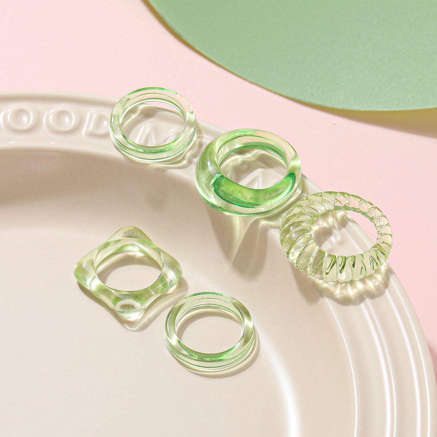 4Pcs/Set Colorful Sweet Acrylic Rings - Orchid Unique