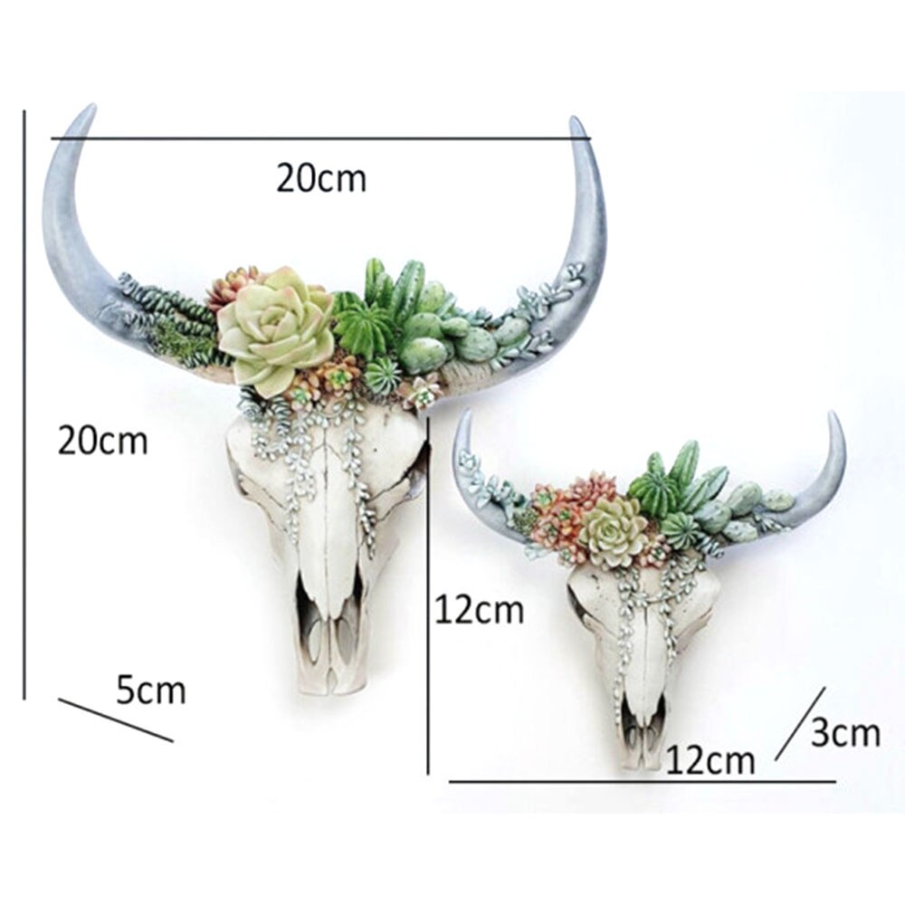Resin Flower Cow Skull Head Wall Hanging - Orchid Unique