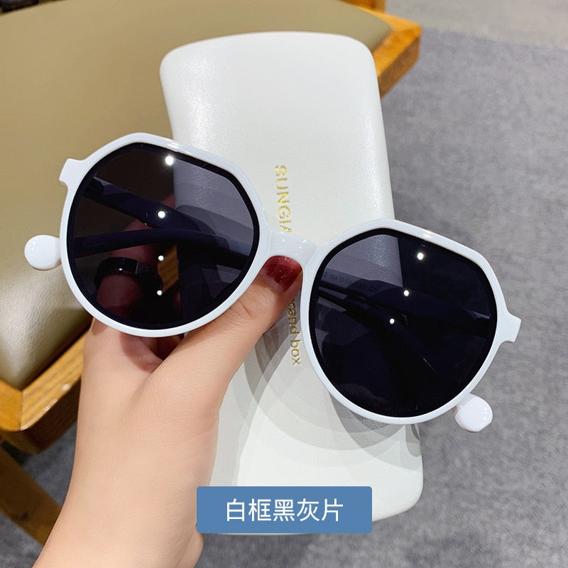 OLOEY Fashion Style All-match Trend Sunglasses Personalized Round Frame Sunglasses Ins Trend Candy Color Big Frame Sunglasses - Orchid Unique