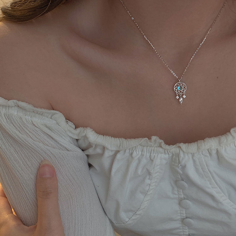 Tassel Moonstone Charm Necklace - Orchid Unique