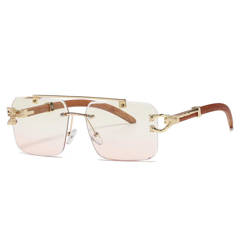Retro Wood Printing Square Sunglasses - Orchid Unique