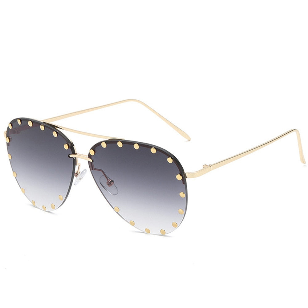 Metal Rivet Pilot Sunglasses - Orchid Unique