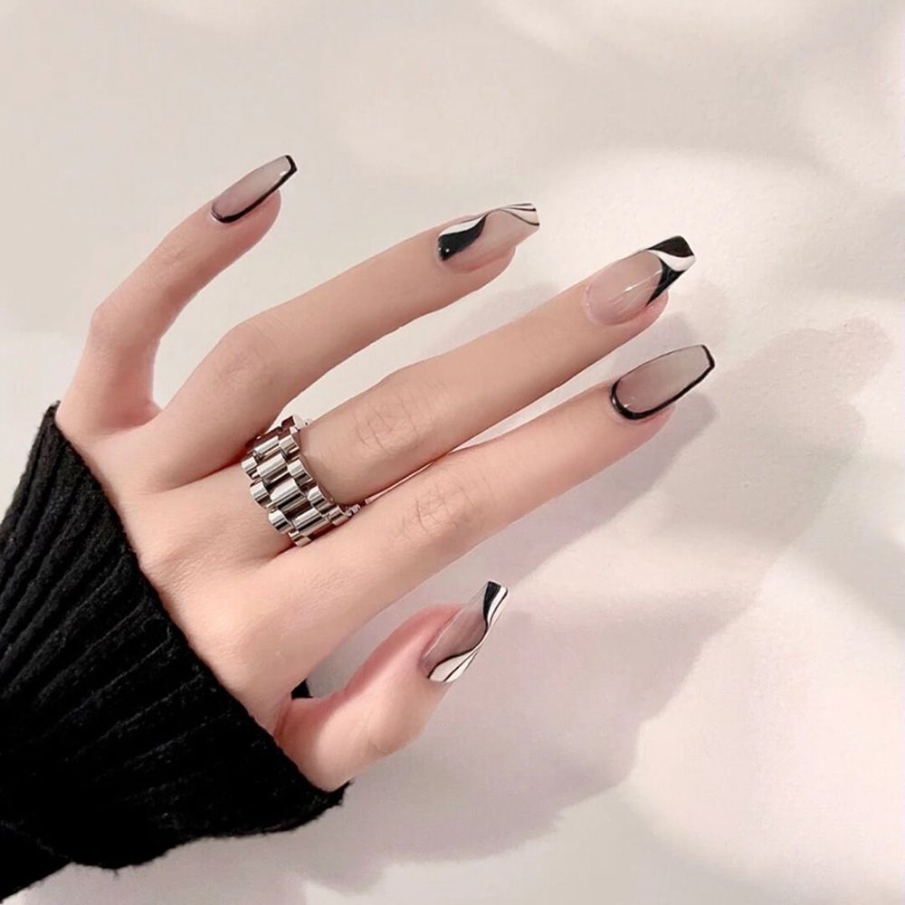Ballet French Coffin False Nails - Orchid Unique