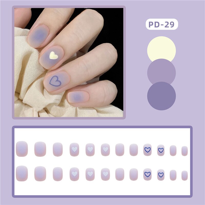 Short Wear Tips Nail False Patch - Orchid Unique