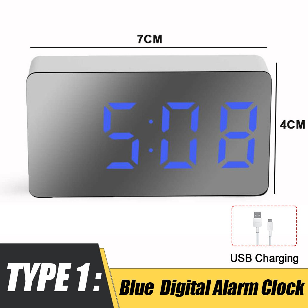 Mirror Table Clock Digital USB - Orchid Unique