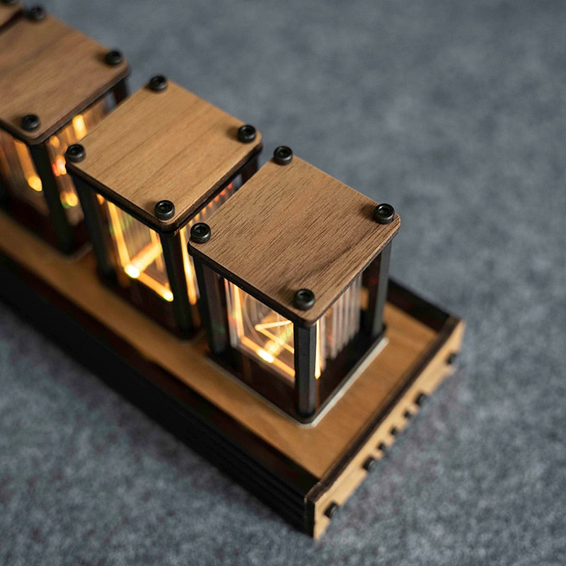 Luxury Nixie Glow Tube Clock Wood - Orchid Unique