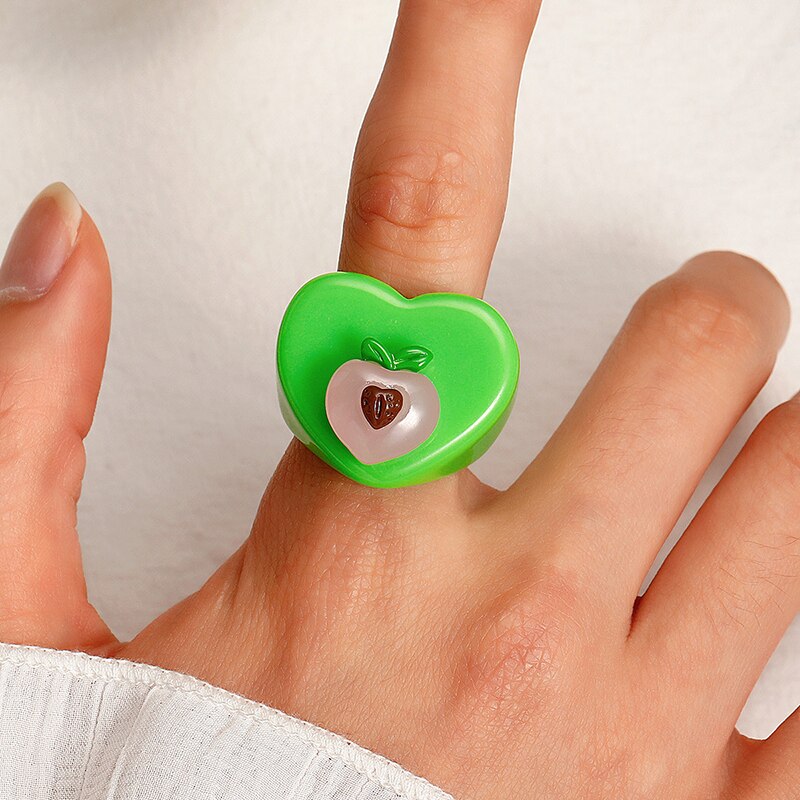 4Pcs/Set Colorful Sweet Acrylic Rings - Orchid Unique