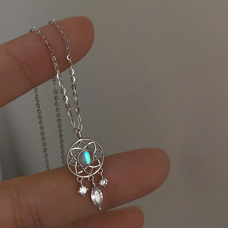 Tassel Moonstone Charm Necklace - Orchid Unique