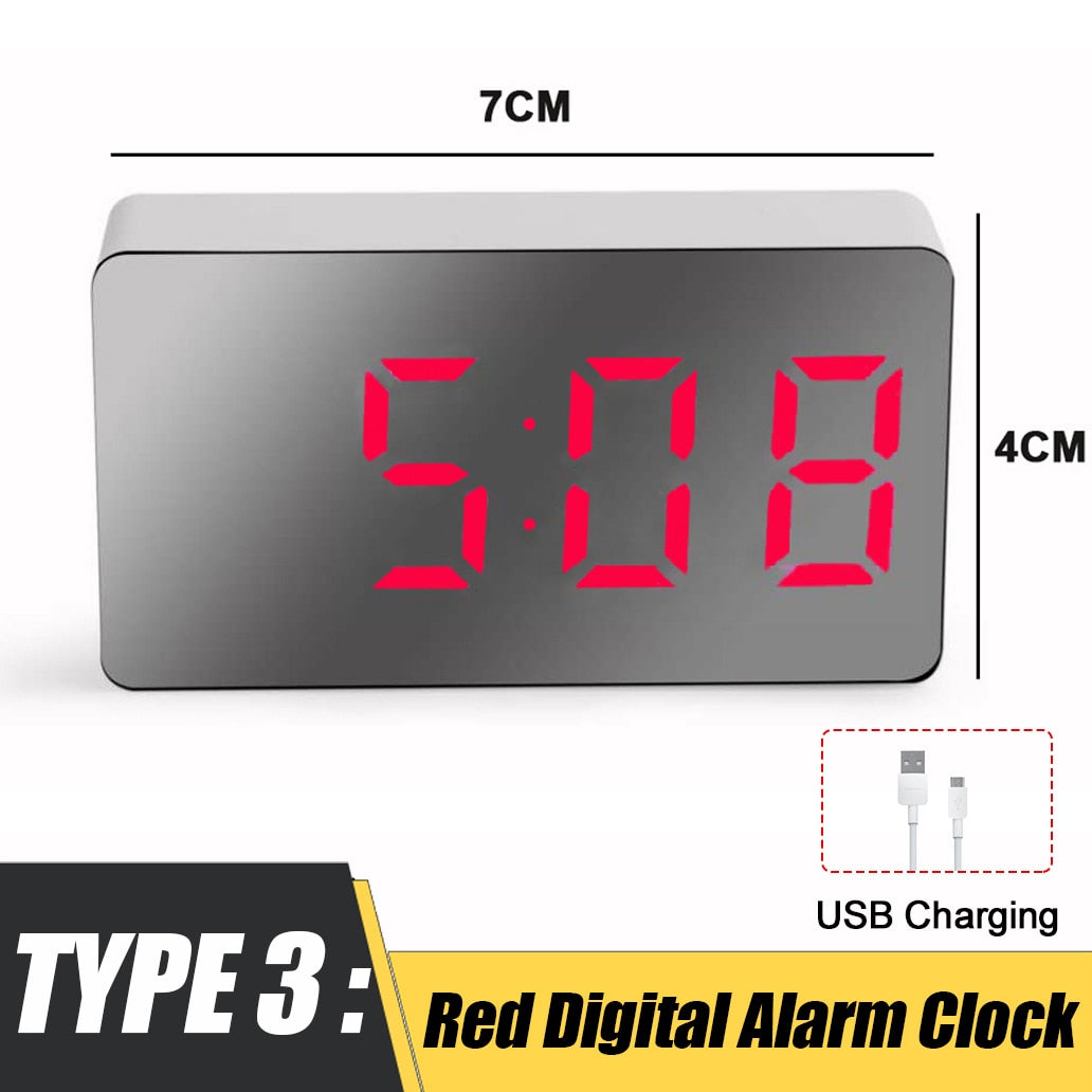 Mirror Table Clock Digital USB - Orchid Unique