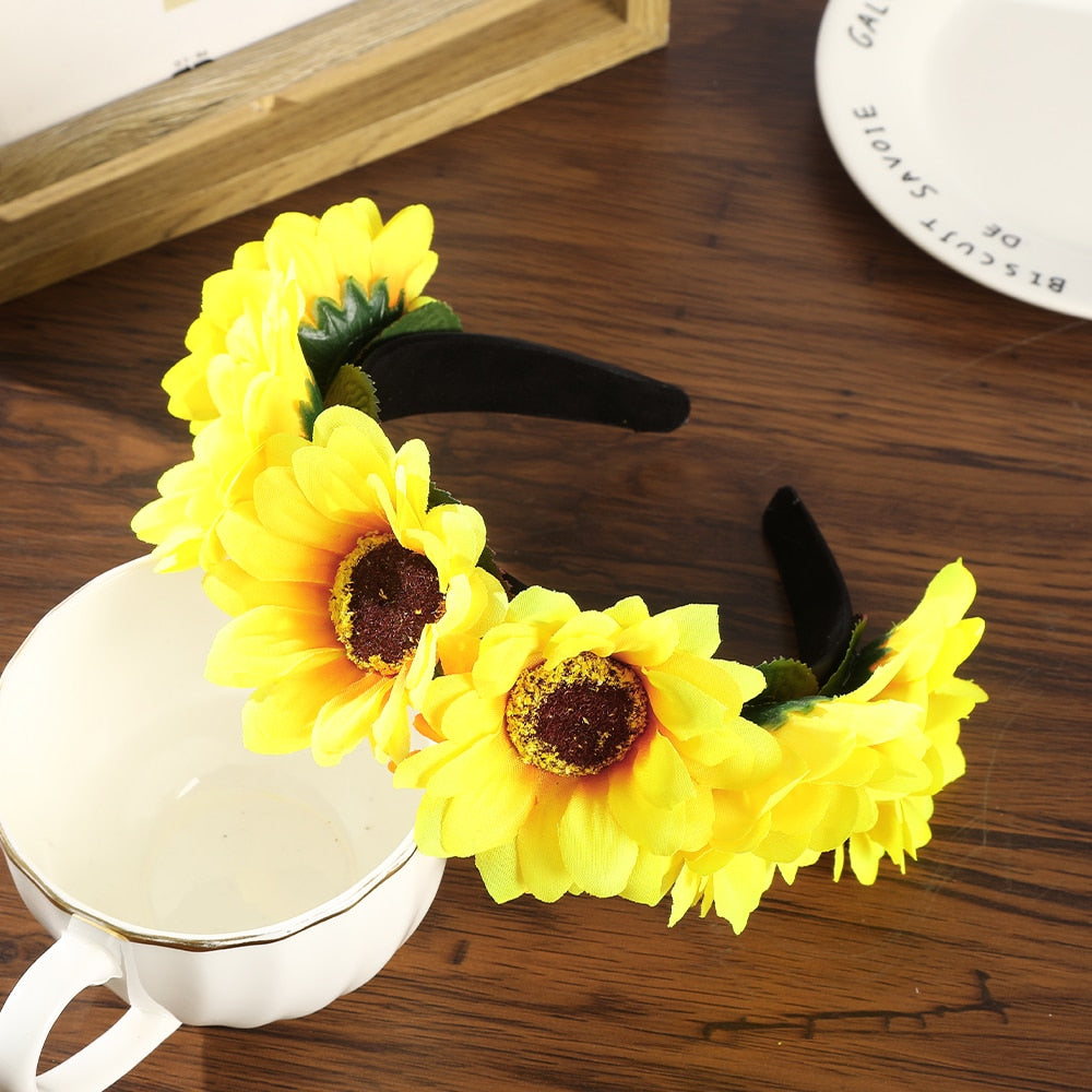 Haimeikang Colorful Flower Headband Fabric Princess Headdresses Girls Bride Headband Women Beach Wedding Hair Accessories - Orchid Unique