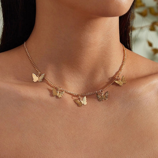 Dainty Necklace Double Layer Beads Tassel  Clavicle Chain - Orchid Unique
