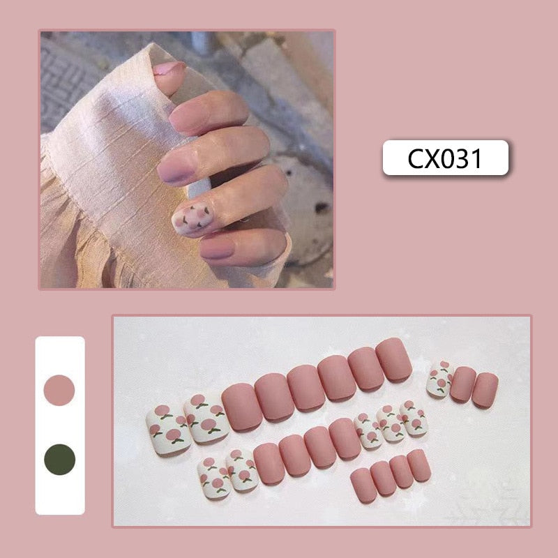 Short Reusable Fake Nails Press on - Orchid Unique
