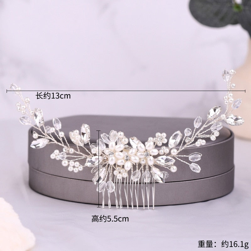 Wedding Hair Comb Pearl Hair Pins and Clips for Women Bride Rhinestone Headdress Bridal Hair Jewelry Accessories Fashion 2023 - Orchid Unique