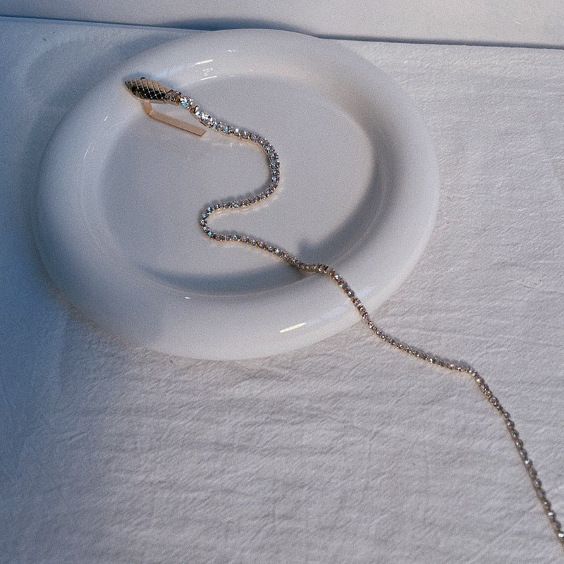 Full Rhinestone Snake Hair Band - Orchid Unique