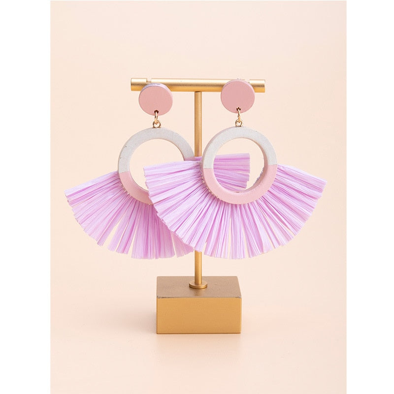 Fashion Handmade Tassel Pendant Earrings - Orchid Unique
