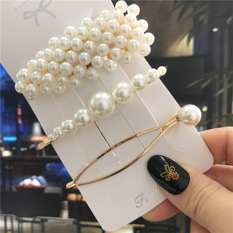 Handmade Pearls Hair Clips - Orchid Unique