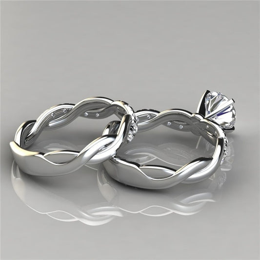 Dainty Twist Round Cut wedding ring - Orchid Unique