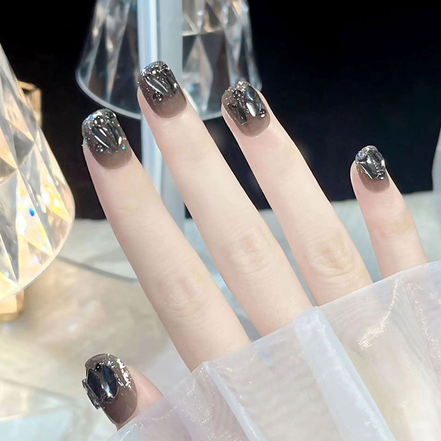 Short Fake Nails With Glue - Orchid Unique