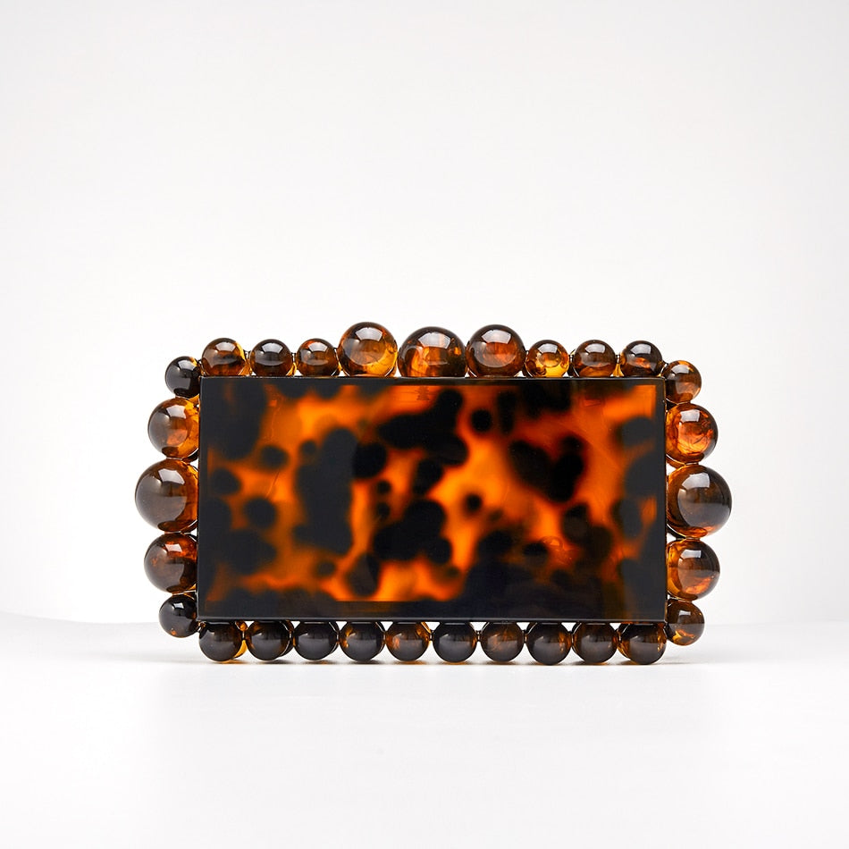 Women Clear Acrylic Box Evening Clutch Bags - Orchid Unique