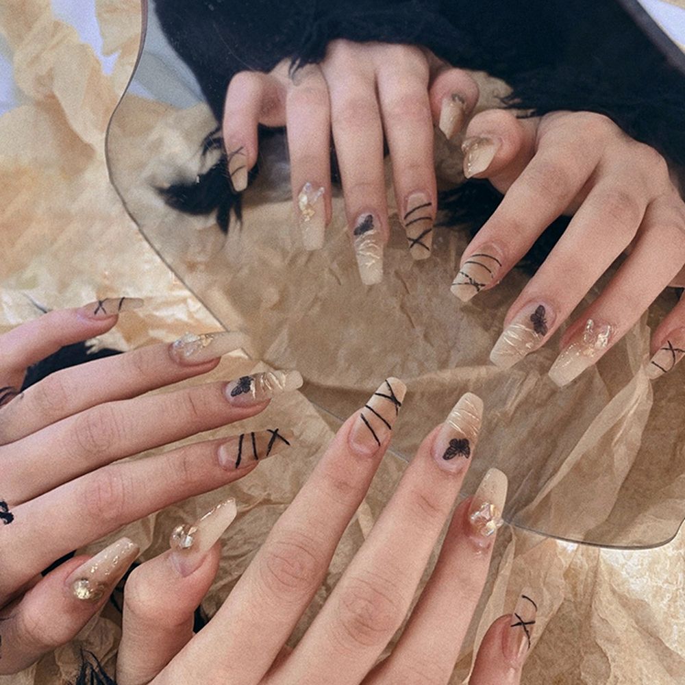 Ballet French Coffin False Nails - Orchid Unique