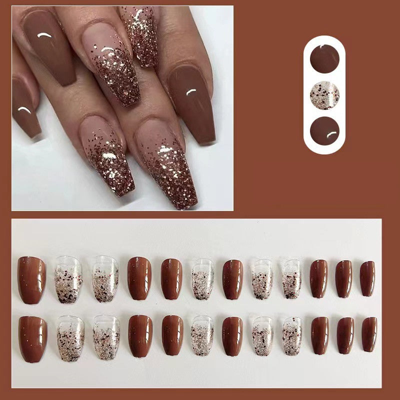 Long Coffin False Nails - Orchid Unique