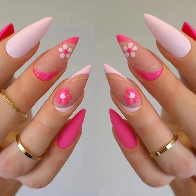 Long Stiletto False Nails - Orchid Unique
