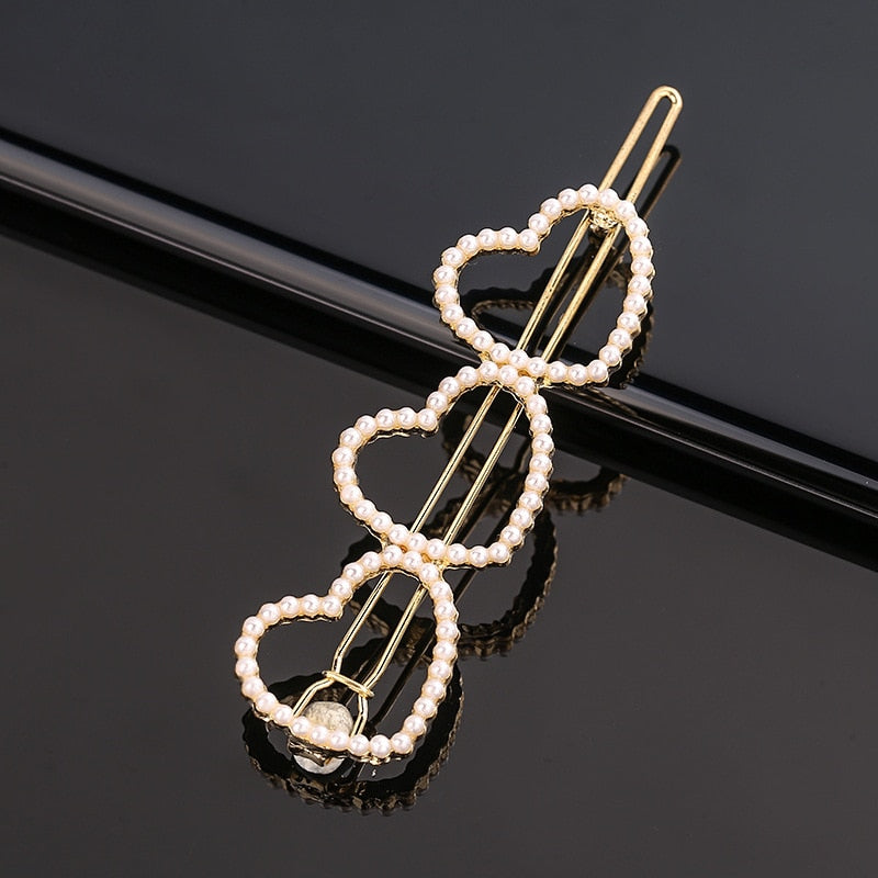 Fashion Pearl Hair Clip Women Girls Elegant Design Triangular Star Round Hairpin Barrette Hair Pins Ponytail Hair Accessories - Orchid Unique