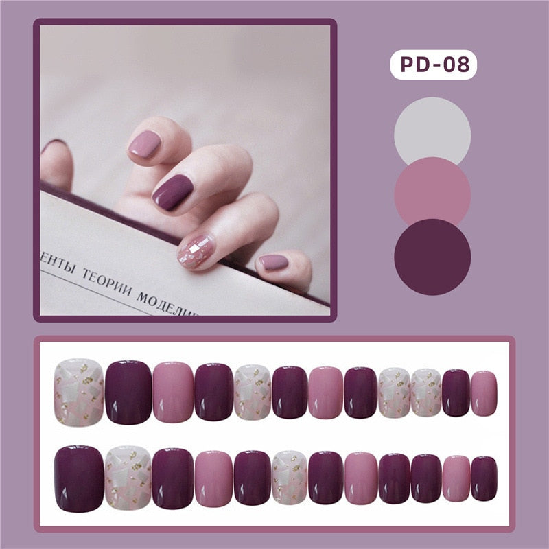 Short Wear Tips Nail False Patch - Orchid Unique