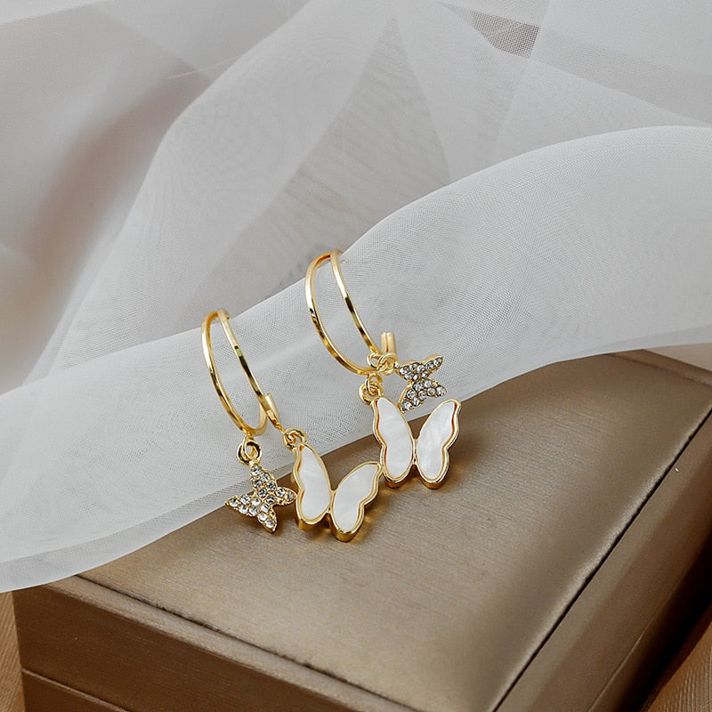 Crystal  Flower Pendant Earrings - Orchid Unique