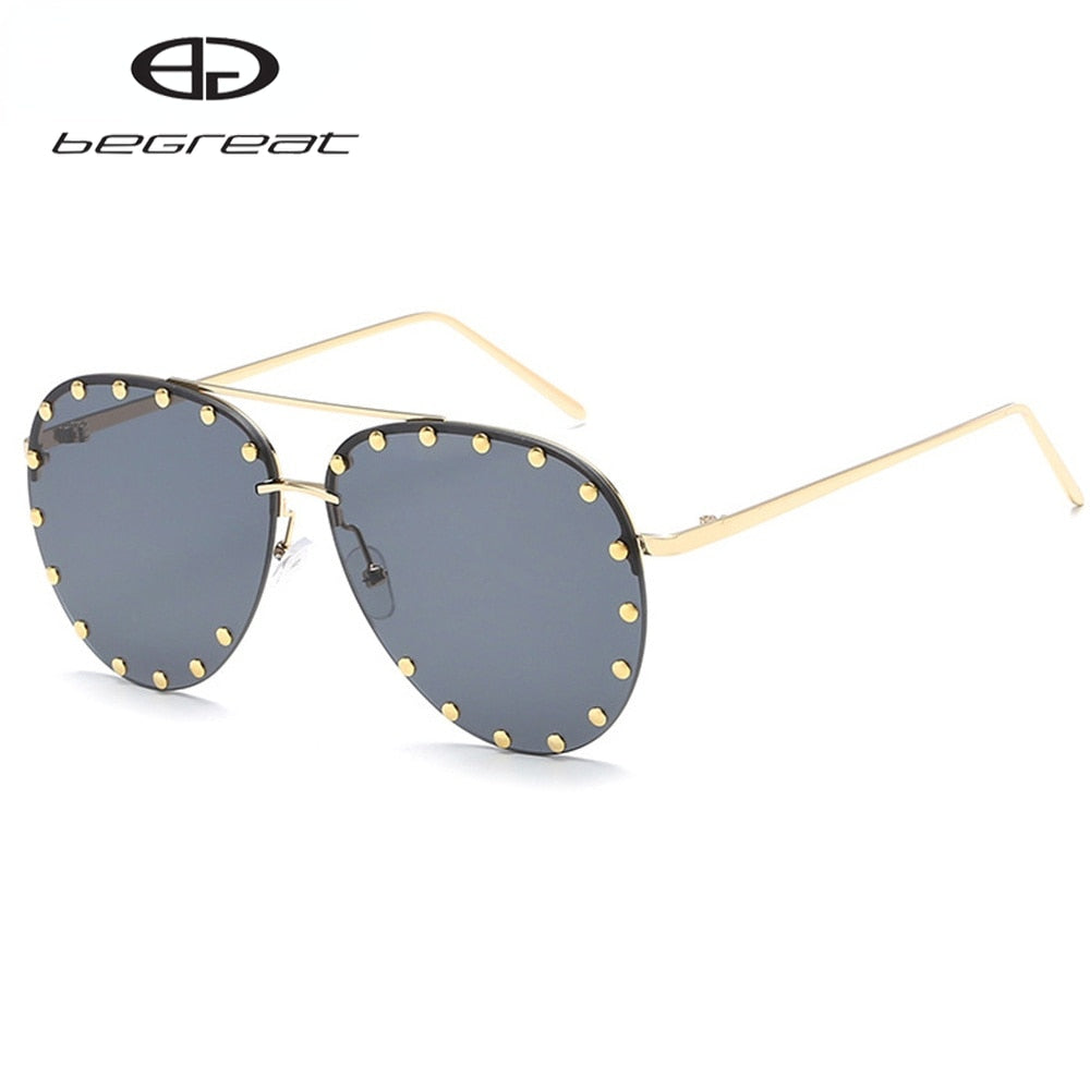 Metal Rivet Pilot Sunglasses - Orchid Unique