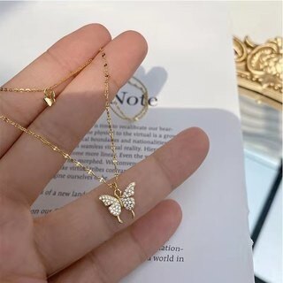 Double Butterfly Necklace Pendant Set - Orchid Unique