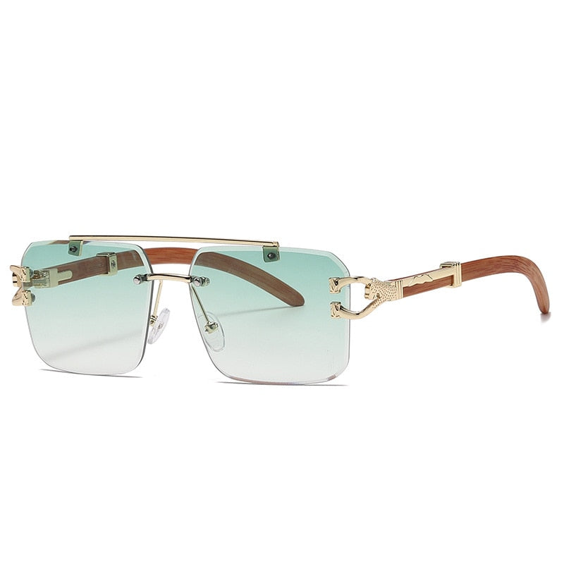 Retro Wood Printing Square Sunglasses - Orchid Unique